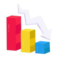 A flat design icon of growth chart vector