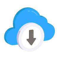 icono de diseño plano conceptual de descarga de nube vector