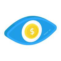 An editable design icon of financial eye vector