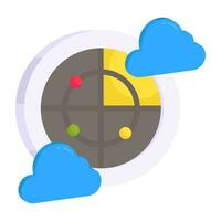 A flat design icon of radar vector