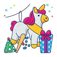 A creative design icon of unicorn party vector