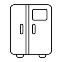 vector diseño de doble puerta refrigerador, plano icono