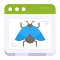 A flat design icon of web bug vector