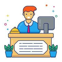 A flat design icon of receptionist vector