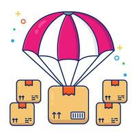 An icon design of parachute delivery vector