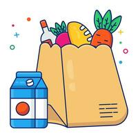 Conceptual flat design icon of grocery shopping vector