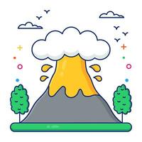 An editable design icon of volcano vector