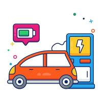 A colored design icon of electric car charging vector