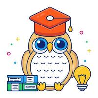 A colored design icon of owl vector