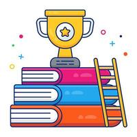 An icon design of award trophy cup with books, learning Award vector