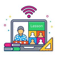 Conceptual flat design icon of online book vector