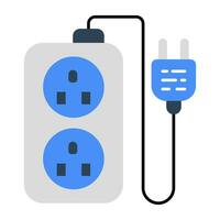 A flat design icon of extension cord vector