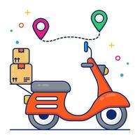 Scooter delivery icon, editable vector