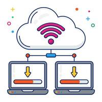 Cloud connected device icon, editable vector