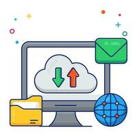 Editable design icon of cloud data transfer vector