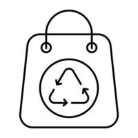 Conceptual linear design icon of bag recycling vector