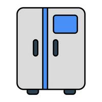 vector diseño de doble puerta refrigerador, plano icono