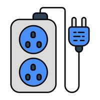 A flat design icon of extension cord vector