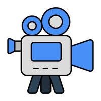 A flat design icon of video camera vector