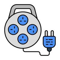 A flat design icon of extension cord vector