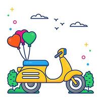 Conceptual flat design icon of decorative scooter vector