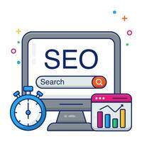 Conceptual flat design icon of search engine optimization vector