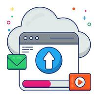 Editable design icon of cloud data transfer vector