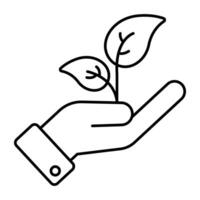 Leaf on hand, concept of eco care vector