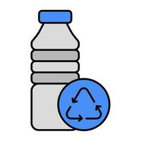 conceptual plano diseño icono de botella reciclaje vector