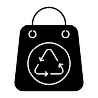 Conceptual solid design icon of bag recycling vector