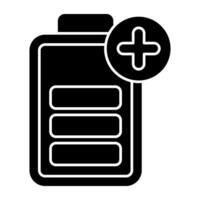 A glyph design icon of mobile battery vector