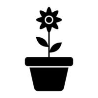 A premium download icon of potted plant Potted, plant, nature, ecology, eco, icon, vector, solid, botany, daisy vector