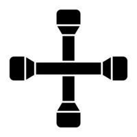 Editable design icon of cross wrench vector