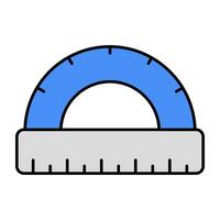 A linear design icon of protractor scale vector