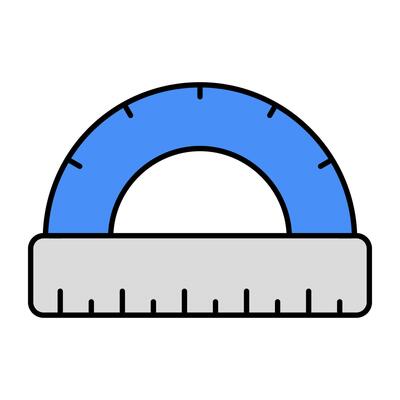 A linear design icon of protractor scale