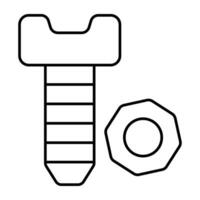 A linear design icon of nut bolt vector