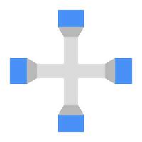 Editable design icon of cross wrench vector
