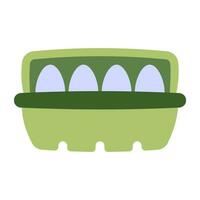 A flat design icon of eggs tray vector