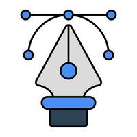 Pen with nodes, bezier tool icon vector