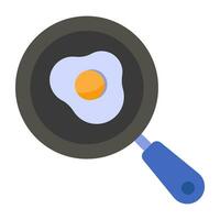 A flat design icon of fried egg vector