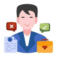 Conceptual flat design icon of selected employee vector