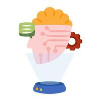 Mind with gear, flat design icon of brain development vector