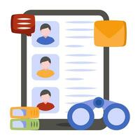 A flat design icon of mobile cv vector