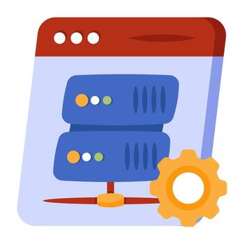 db estante con engranaje, icono de servidor ajuste vector