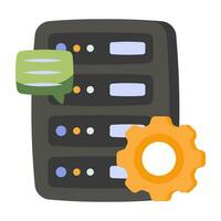 Db rack with gear, icon of server setting vector