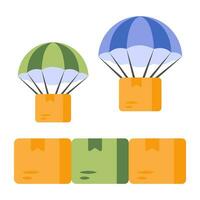 An icon design of parachute delivery vector