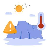 A flat design icon of melting glacier vector
