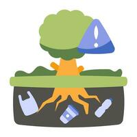 Conceptual flat design icon of forest pollution vector