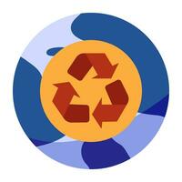 Conceptualizing flat design icon of global recycling vector