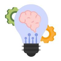 Gears with light bulb, icon of idea generation vector